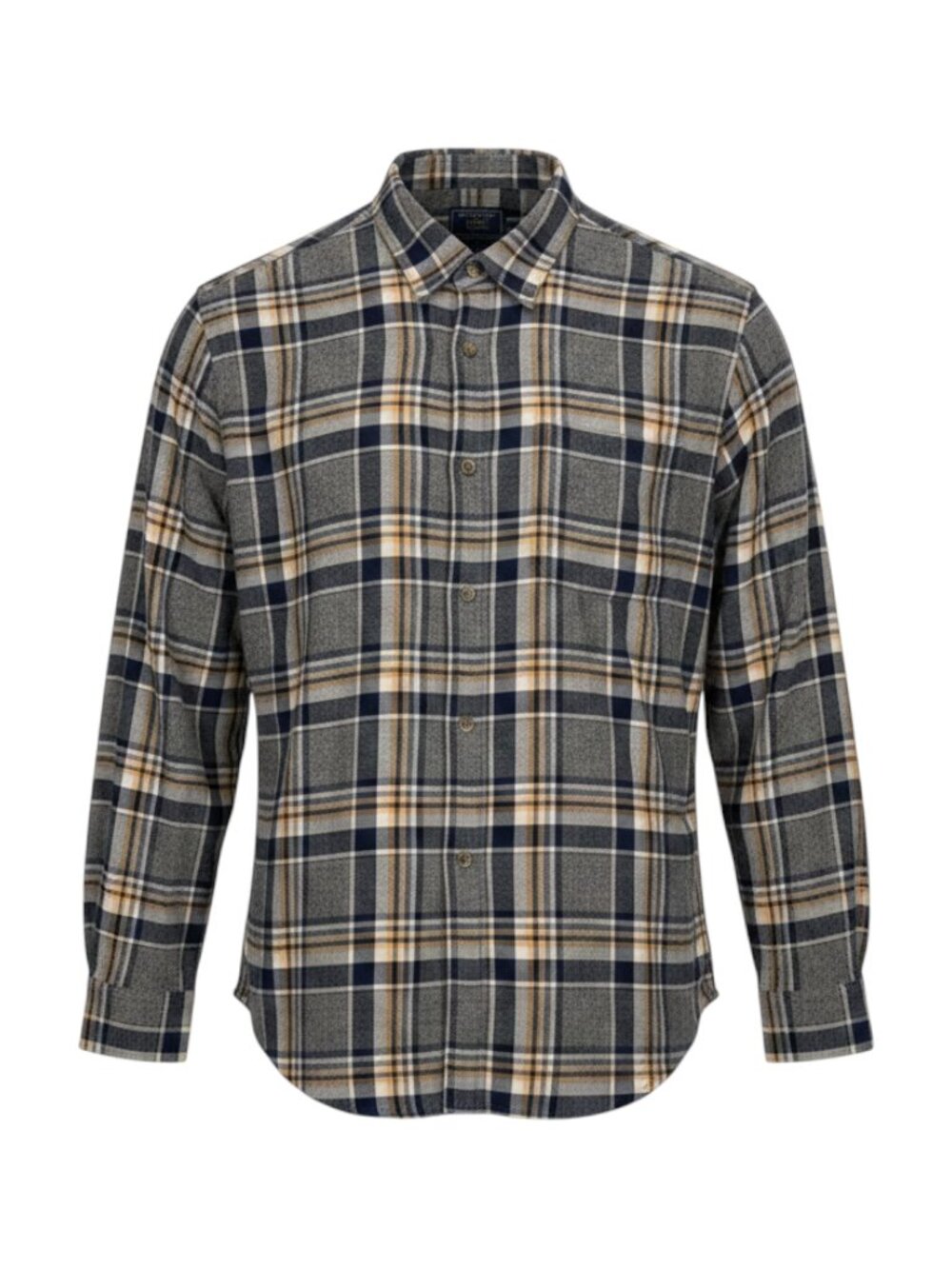 F&F Navy Beige Men's Plaid Flannel Shirt Navy/Beige 2XL